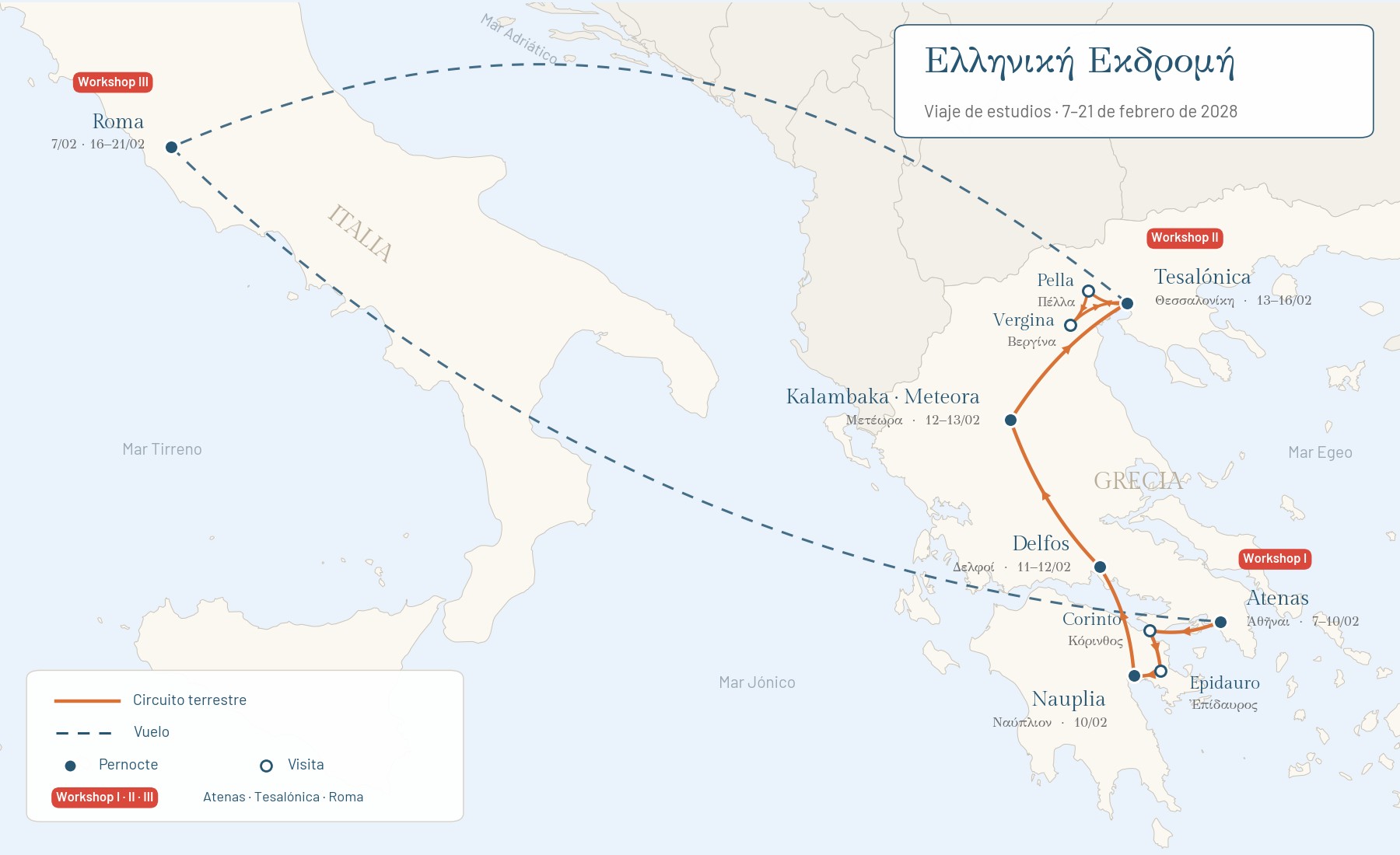 Χάρτης της διαδρομής «Ελληνική Εκδρομή 2028»